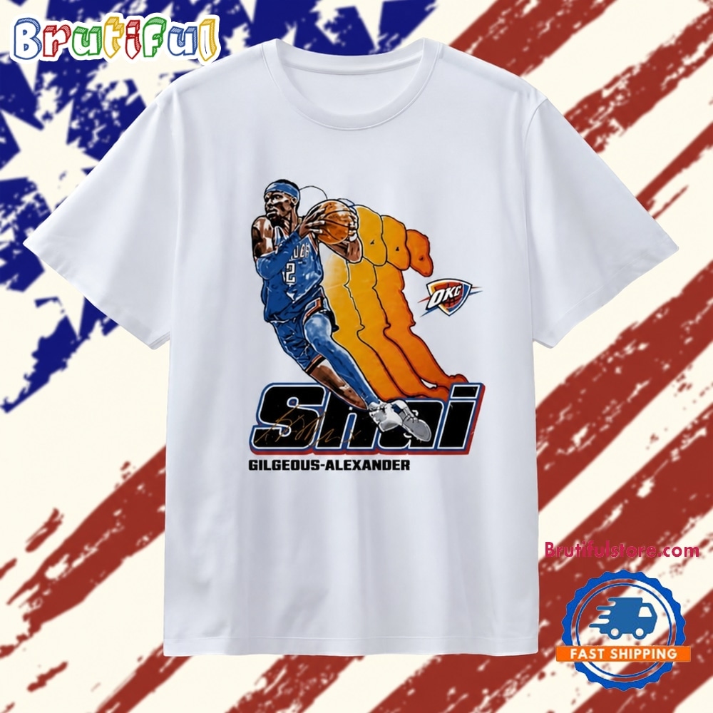 Shai Gilgeous Alexander Oklahoma City Thunder Signature 2 Retro Vibe Graphic T Shirt Shai Gilgeous Alexander Oklahoma City Thunder Signature 2 Retro Vibe Graphic T Shirt