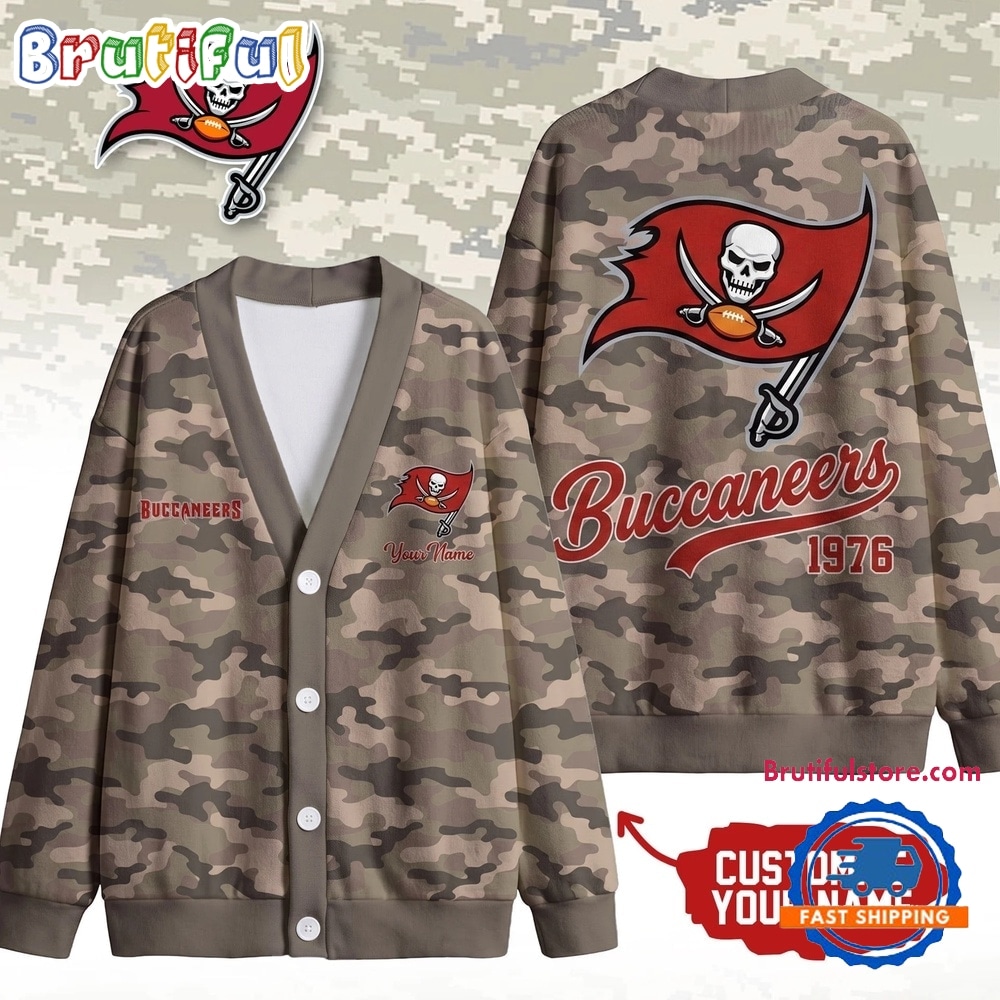Tampa Bay Buccaneers NFL Veteran Military Camo Heritage Cardigan Tampa Bay Buccaneers NFL Veteran Military Camo Heritage Cardigan