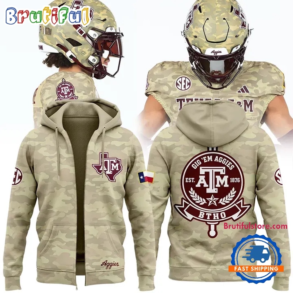 Texas A&M Aggies 2026 Honor & Support Camo Zip Hoodie Texas A&M Aggies 2026 Honor & Support Camo Zip Hoodie