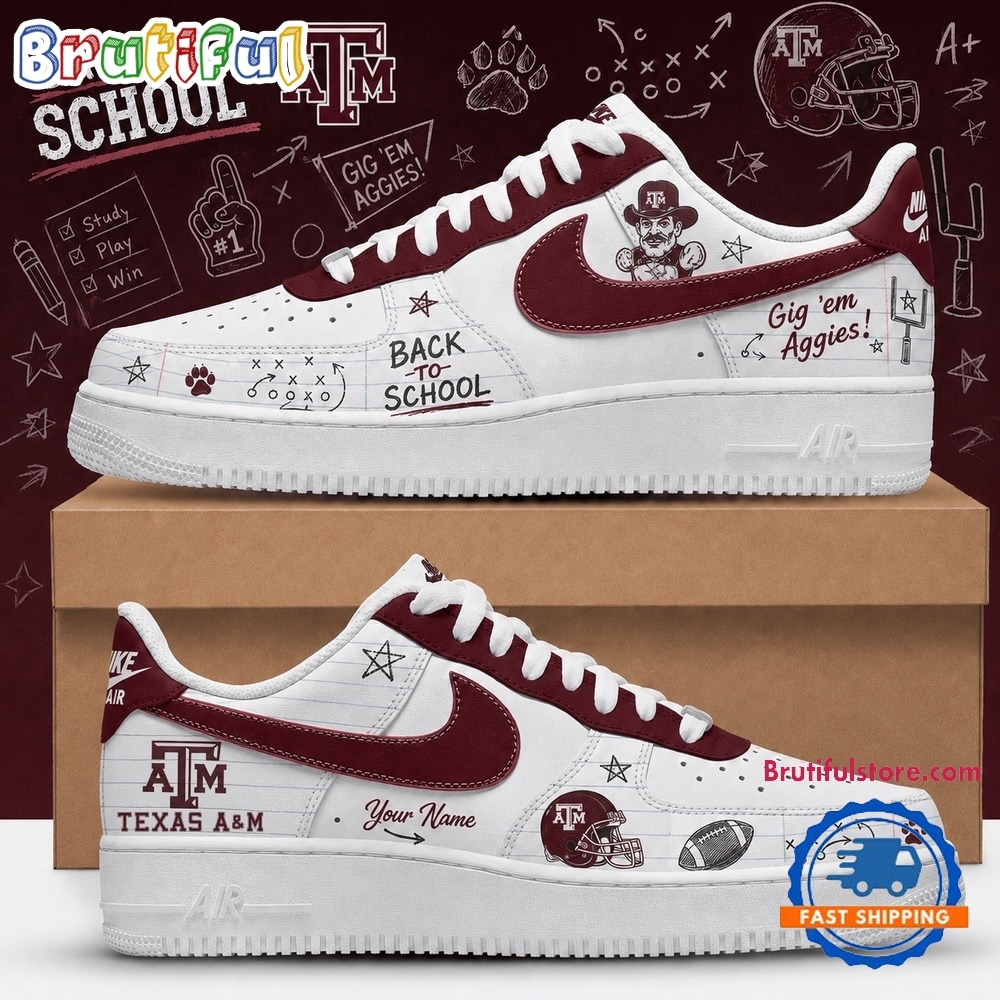 Texas A&M Aggies 2026 NCAA Football Back To School Air Force 1 Shoes Sneakers Texas A&M Aggies 2026 NCAA Football Back To School Air Force 1 Shoes Sneakers