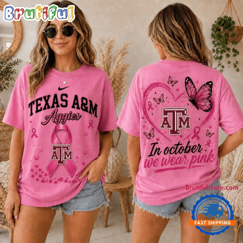 Texas A&M Aggies 2026 NCAA Pink October Breast Cancer Awareness Fan Pride Unisex T Shirt Texas A&M Aggies 2026 NCAA Pink October Breast Cancer Awareness Fan Pride Unisex T Shirt