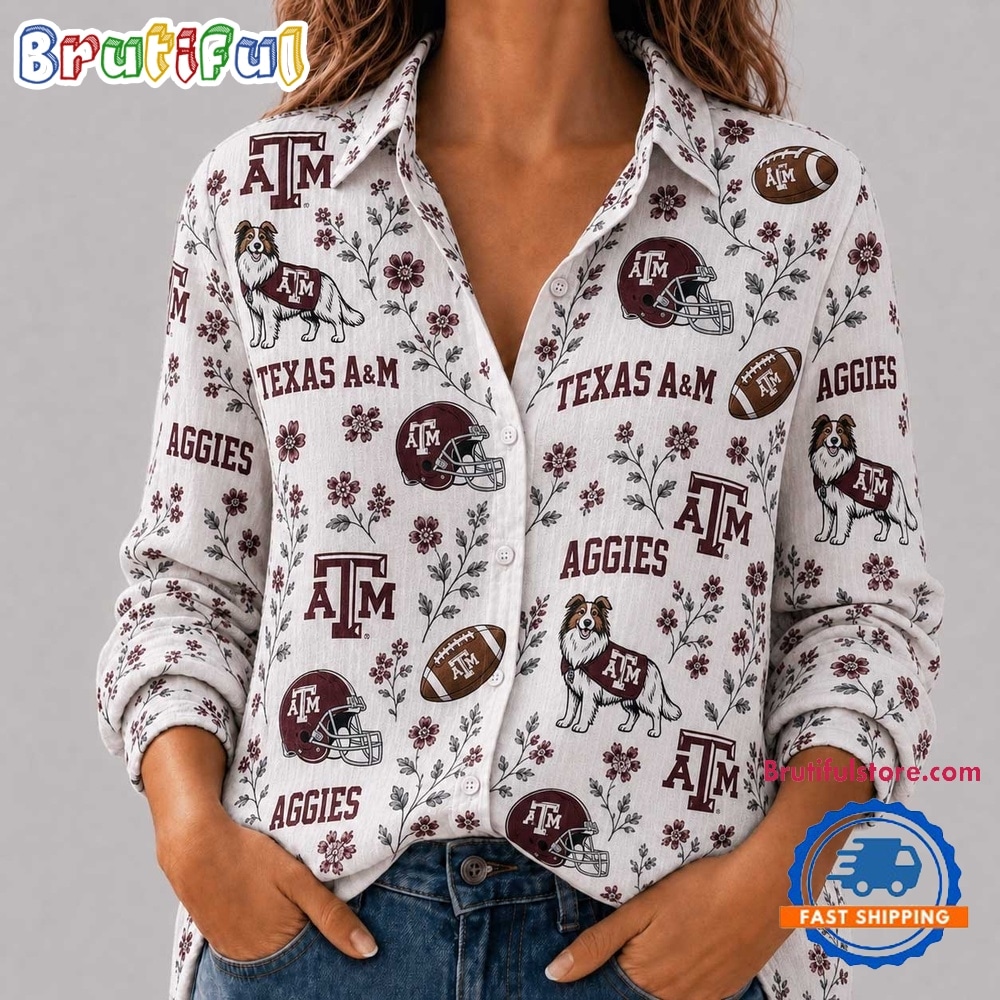 Texas A&M Aggies NCAA College Spirit Blossoms Women Casual Shirt Texas A&M Aggies NCAA College Spirit Blossoms Women Casual Shirt