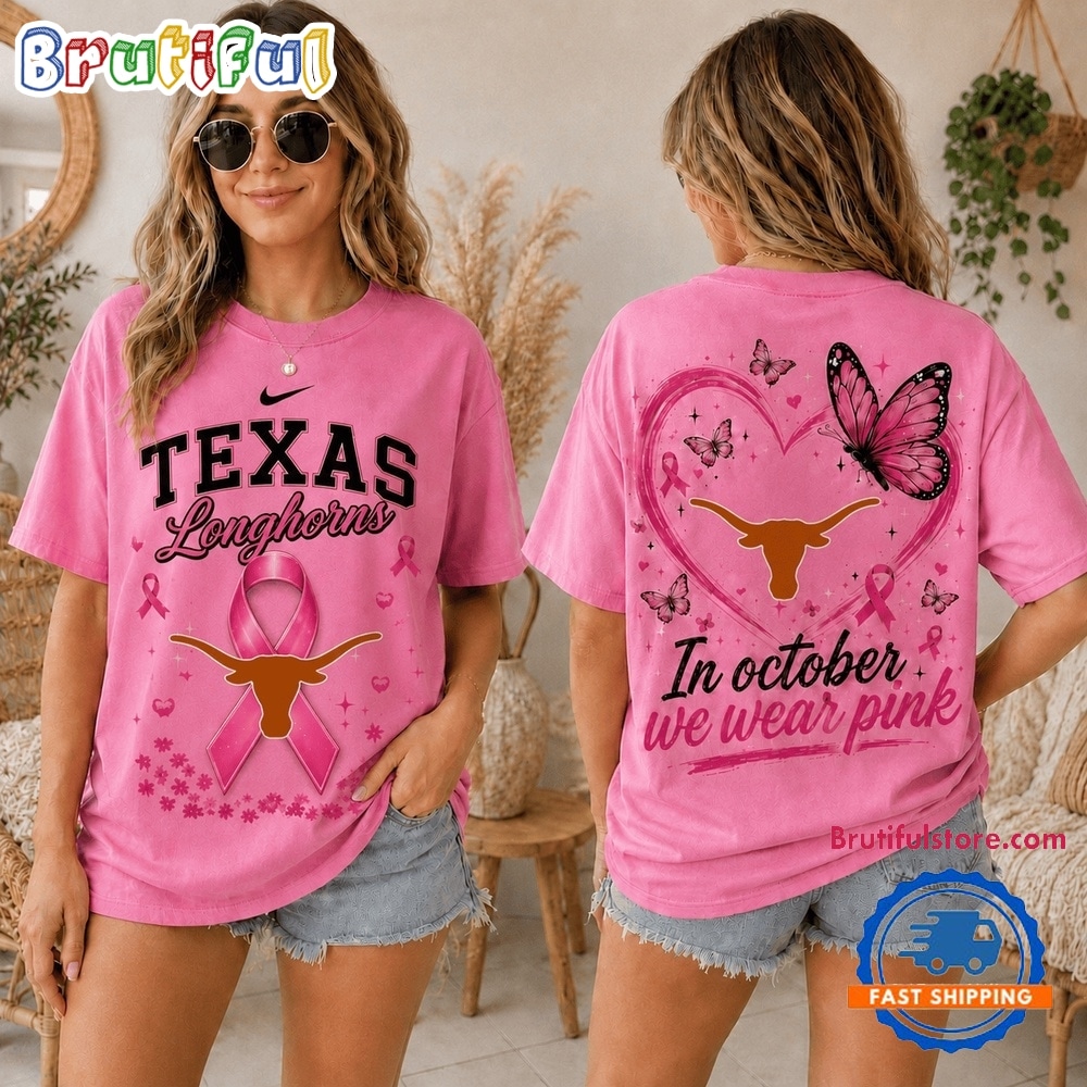 Texas Longhorns 2026 NCAA Pink October Breast Cancer Awareness Fan Pride Unisex T Shirt Texas Longhorns 2026 NCAA Pink October Breast Cancer Awareness Fan Pride Unisex T Shirt