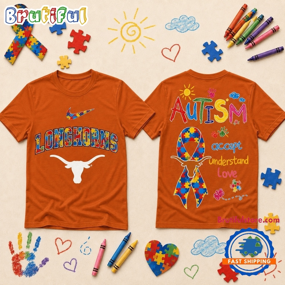 Texas Longhorns NCAA Autism Awareness Puzzle Ribbon T Shirt Texas Longhorns NCAA Autism Awareness Puzzle Ribbon T Shirt