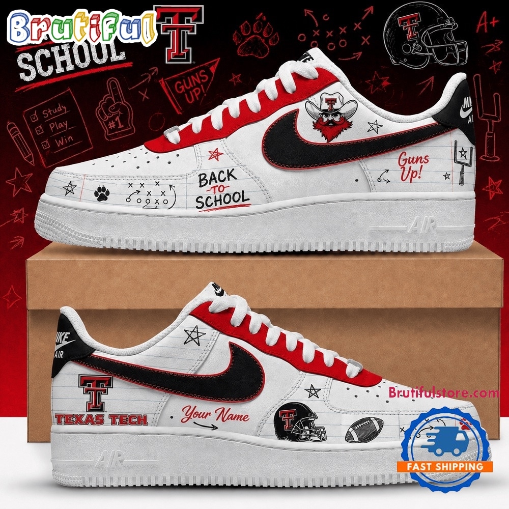 Texas Tech Red Raiders 2026 NCAA Football Back To School Air Force 1 Shoes Sneakers Texas Tech Red Raiders 2026 NCAA Football Back To School Air Force 1 Shoes Sneakers