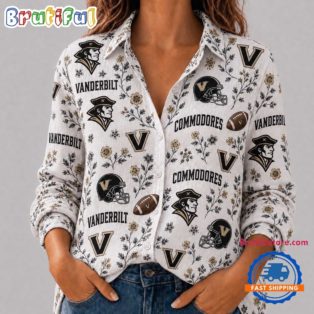 Vanderbilt Commodores NCAA College Spirit Blossoms Women Casual Shirt Vanderbilt Commodores NCAA College Spirit Blossoms Women Casual Shirt