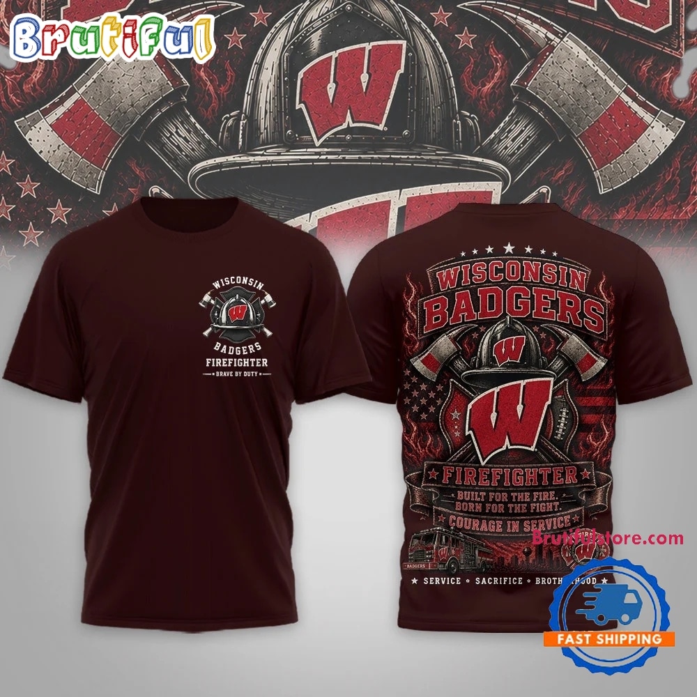 Wisconsin Badgers 2026 NCAA Firefighter Built for the Fire 3D Shirt Wisconsin Badgers 2026 NCAA Firefighter Built for the Fire 3D Shirt
