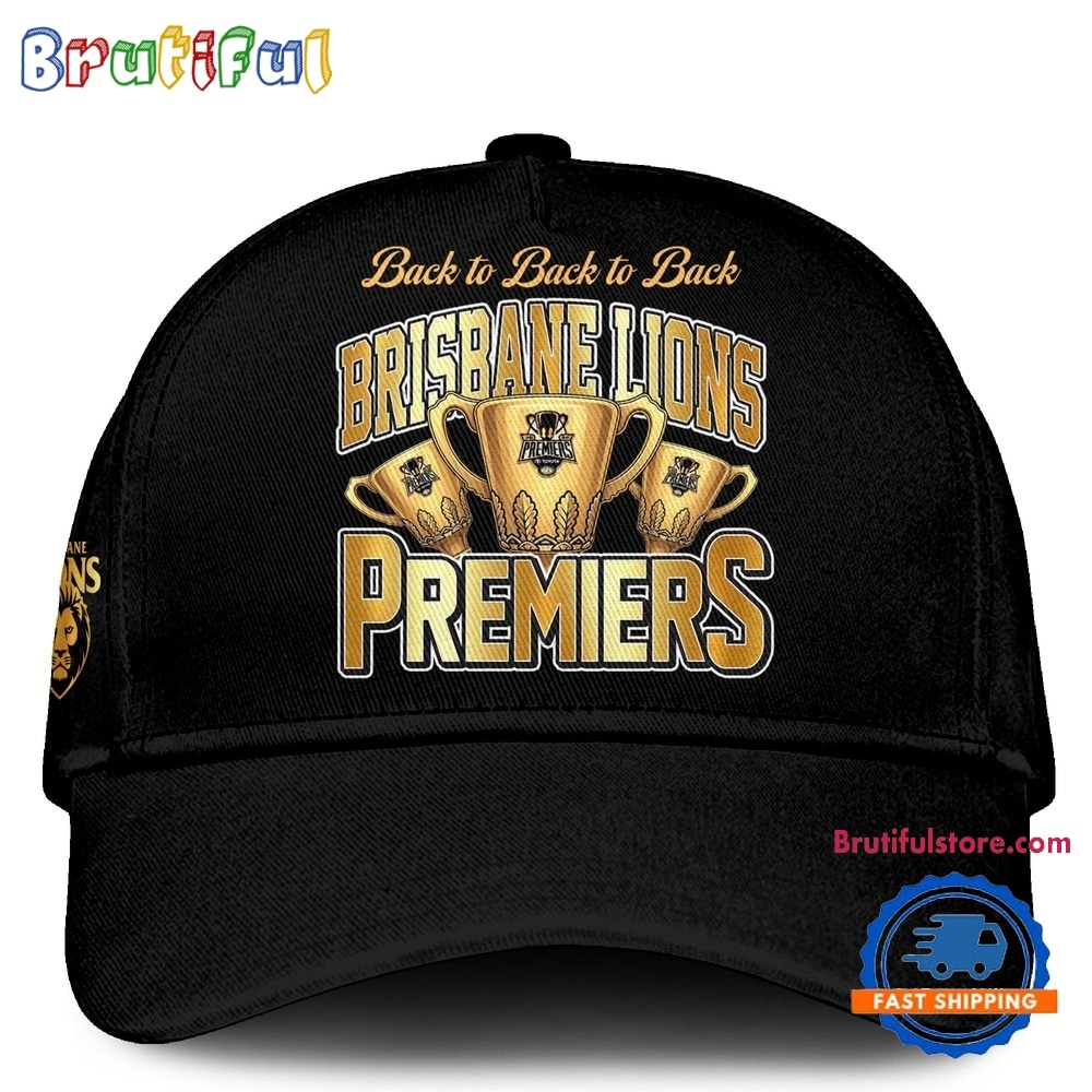 Brisbane Lions 2026 AFL Premiers Three Peat Black Cap Brisbane Lions 2026 AFL Premiers Three Peat Black Cap