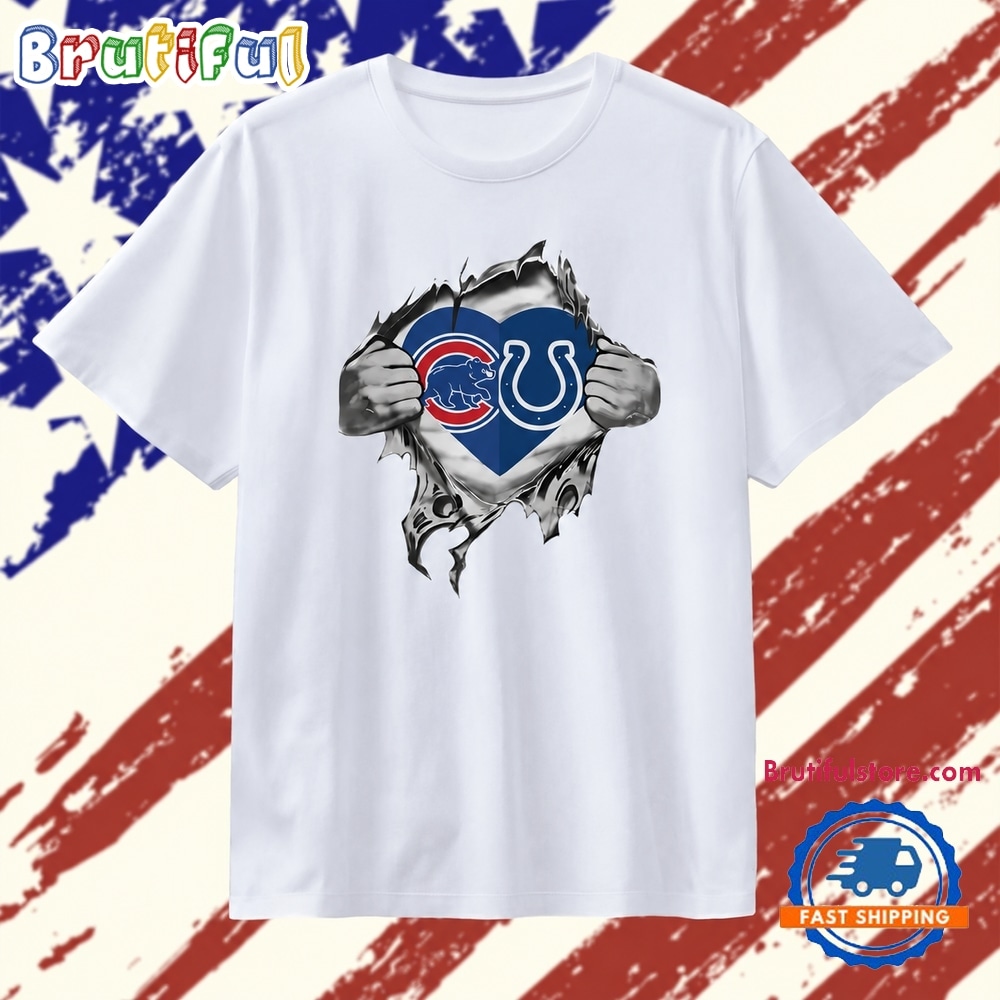 Chicago Cubs and Indianapolis Colts Heart Logo T Shirt Chicago Cubs and Indianapolis Colts Heart Logo T Shirt