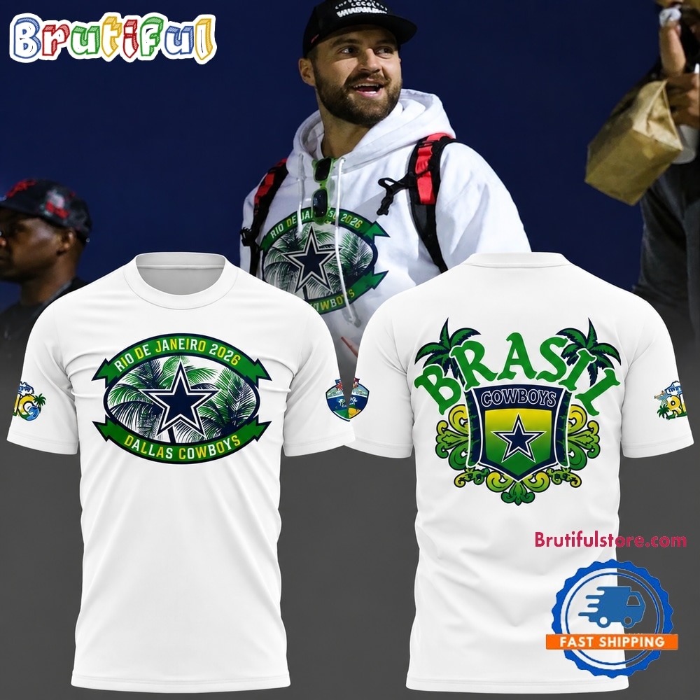 Dallas Cowboys NFL Rio de Janeiro Brazil Game 2026 White 3D Shirt Dallas Cowboys NFL Rio de Janeiro Brazil Game 2026 White 3D Shirt