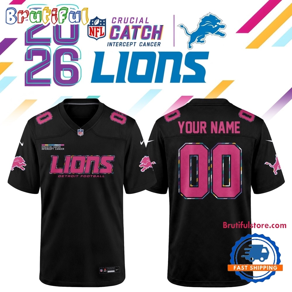 Detroit Lions NFL Crucial Catch 2026 Black Limited Edition Football Jersey Detroit Lions NFL Crucial Catch 2026 Black Limited Edition Football Jersey