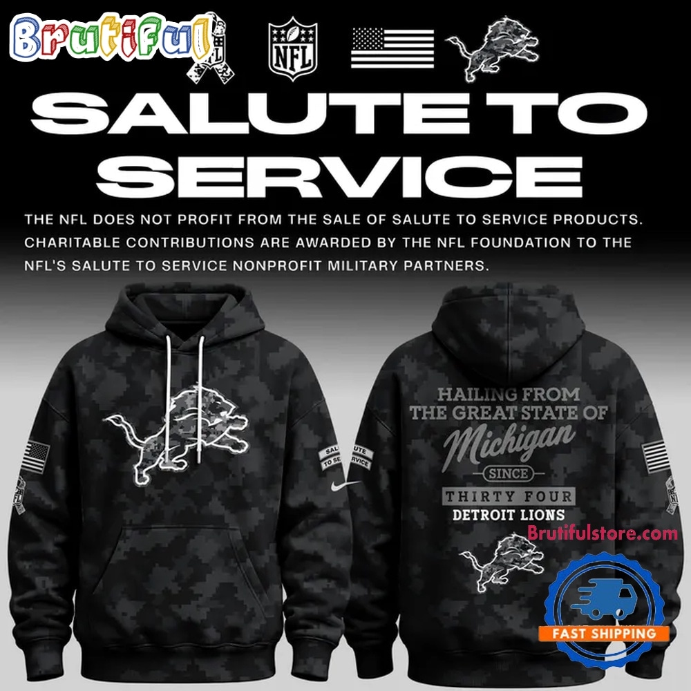 Detroit Lions Salute to Service Camo 2026 Black Hoodie Detroit Lions Salute to Service Camo 2026 Black Hoodie