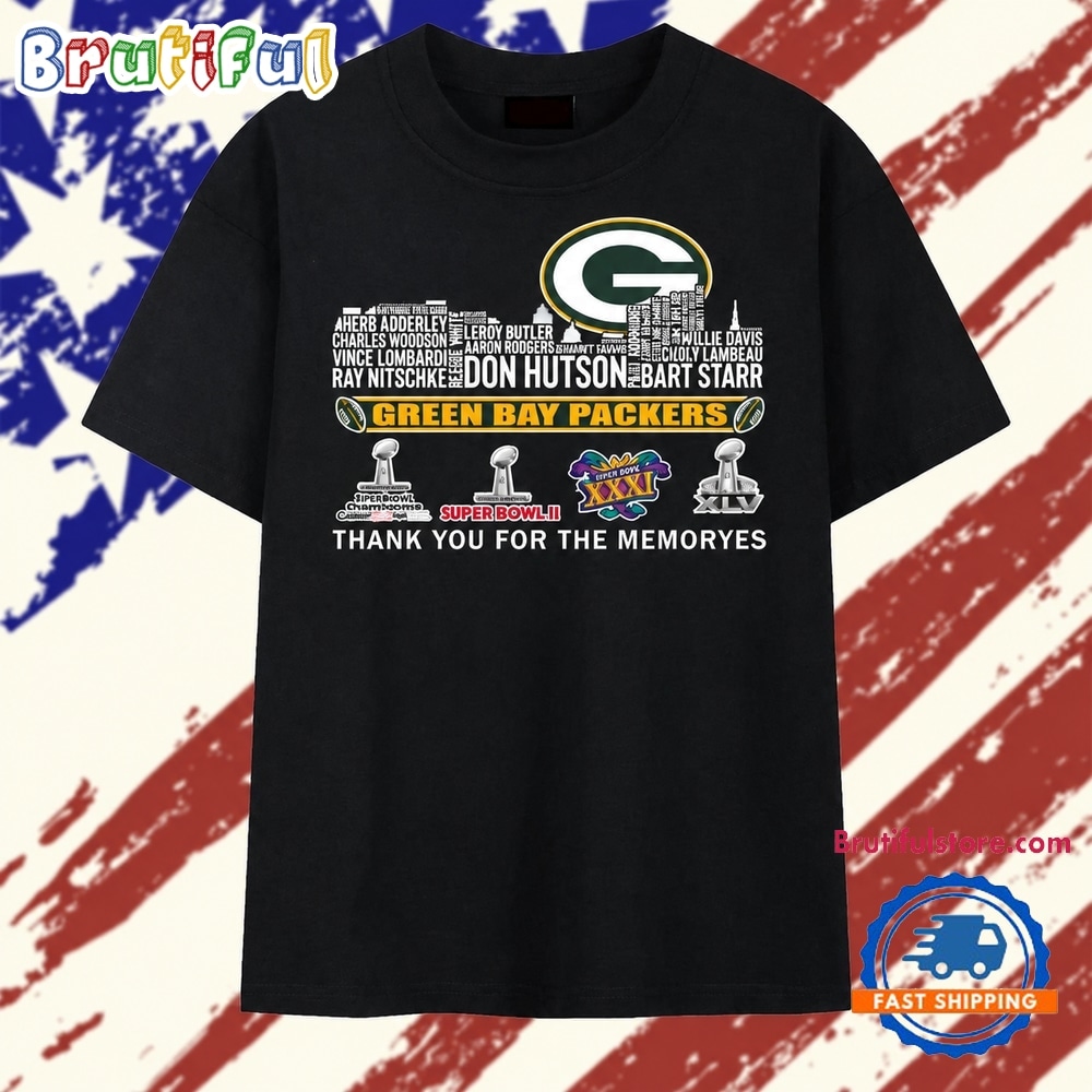 Green Bay Packers Super Bowl Champions Skyline Signatures T Shirt Green Bay Packers Super Bowl Champions Skyline Signatures T Shirt