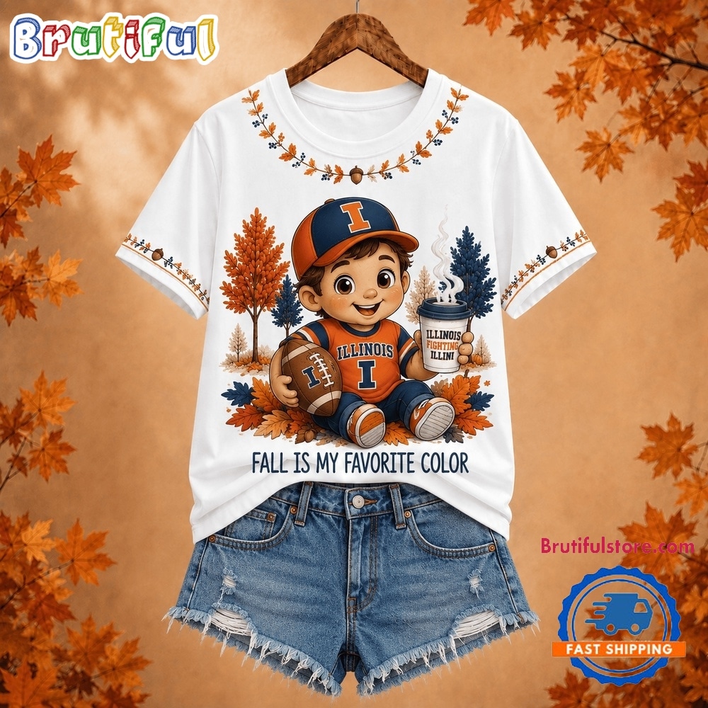 Illinois Fighting Illini NCAA Fall Is My Favorite Color Football Unisex 3D Shirt Illinois Fighting Illini NCAA Fall Is My Favorite Color Football Unisex 3D Shirt