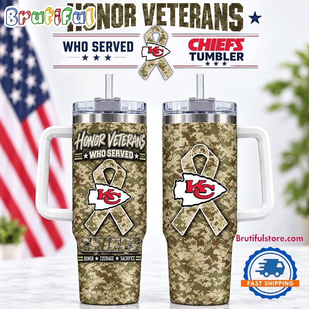 Kansas City Chiefs 2026 NFL Honor Veterans Camo Stanley Tumbler Kansas City Chiefs 2026 NFL Honor Veterans Camo Stanley Tumbler