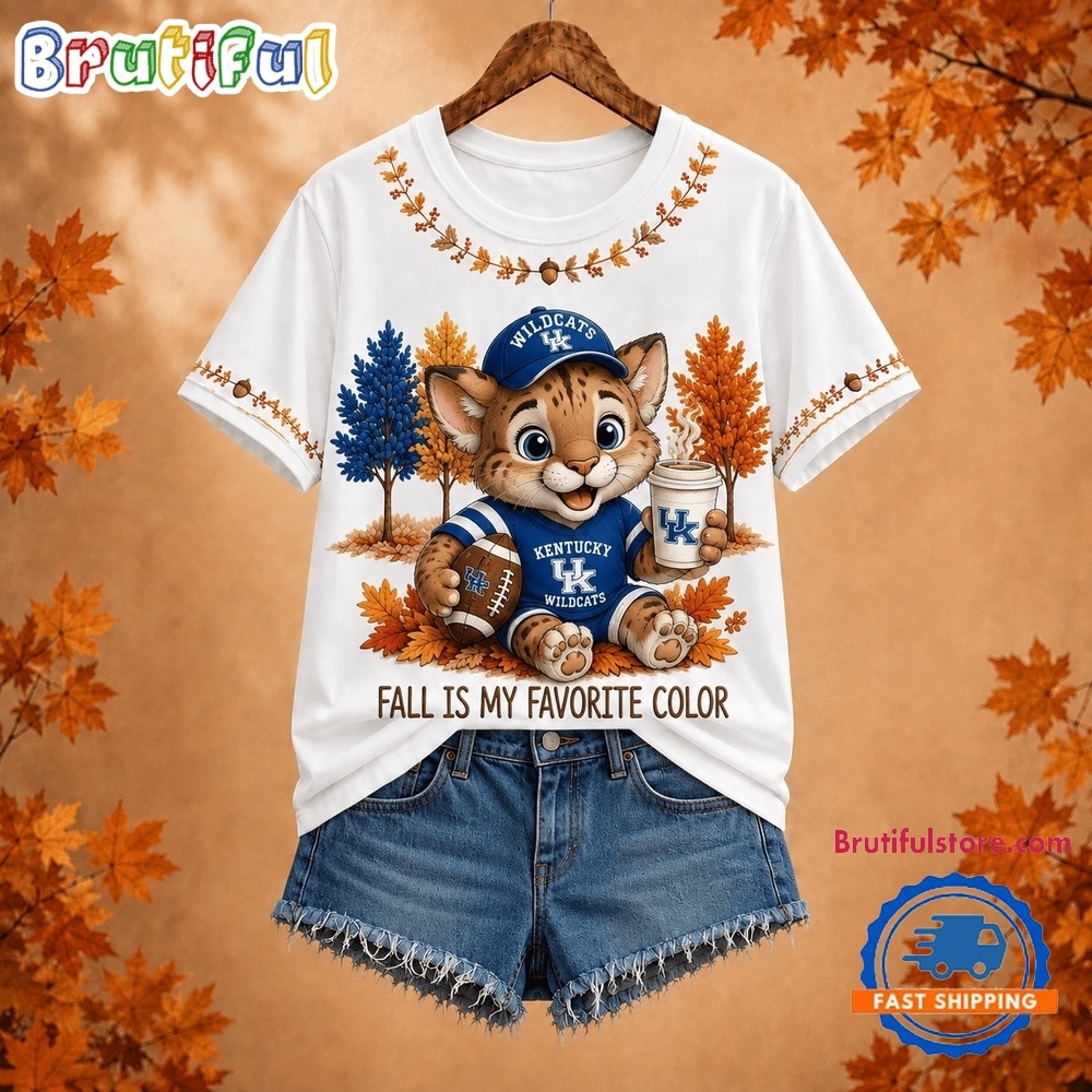 Kentucky Wildcats NCAA Fall Is My Favorite Color Football Unisex 3D Shirt Kentucky Wildcats NCAA Fall Is My Favorite Color Football Unisex 3D Shirt