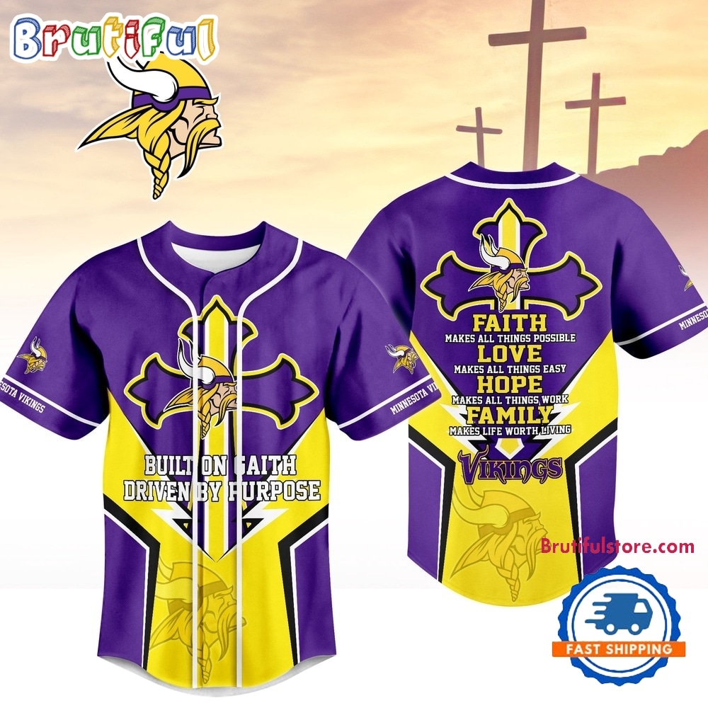 Minnesota Vikings NFL Blessed Beyond The Score Baseball Jersey Minnesota Vikings NFL Blessed Beyond The Score Baseball Jersey