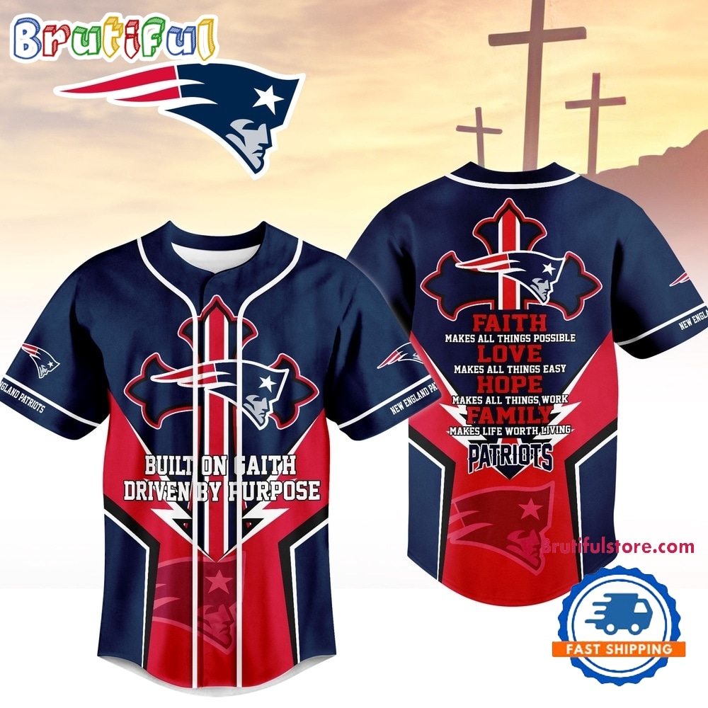 New England Patriots NFL Blessed Beyond The Score Baseball Jersey New England Patriots NFL Blessed Beyond The Score Baseball Jersey
