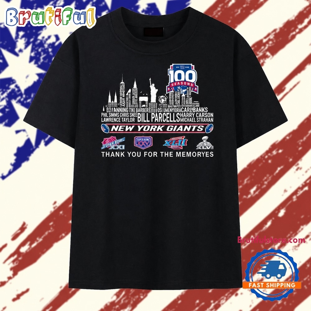 New York Giants 100 Seasons Super Bowl Champions Graphic Football T Shirt New York Giants 100 Seasons Super Bowl Champions Graphic Football T Shirt