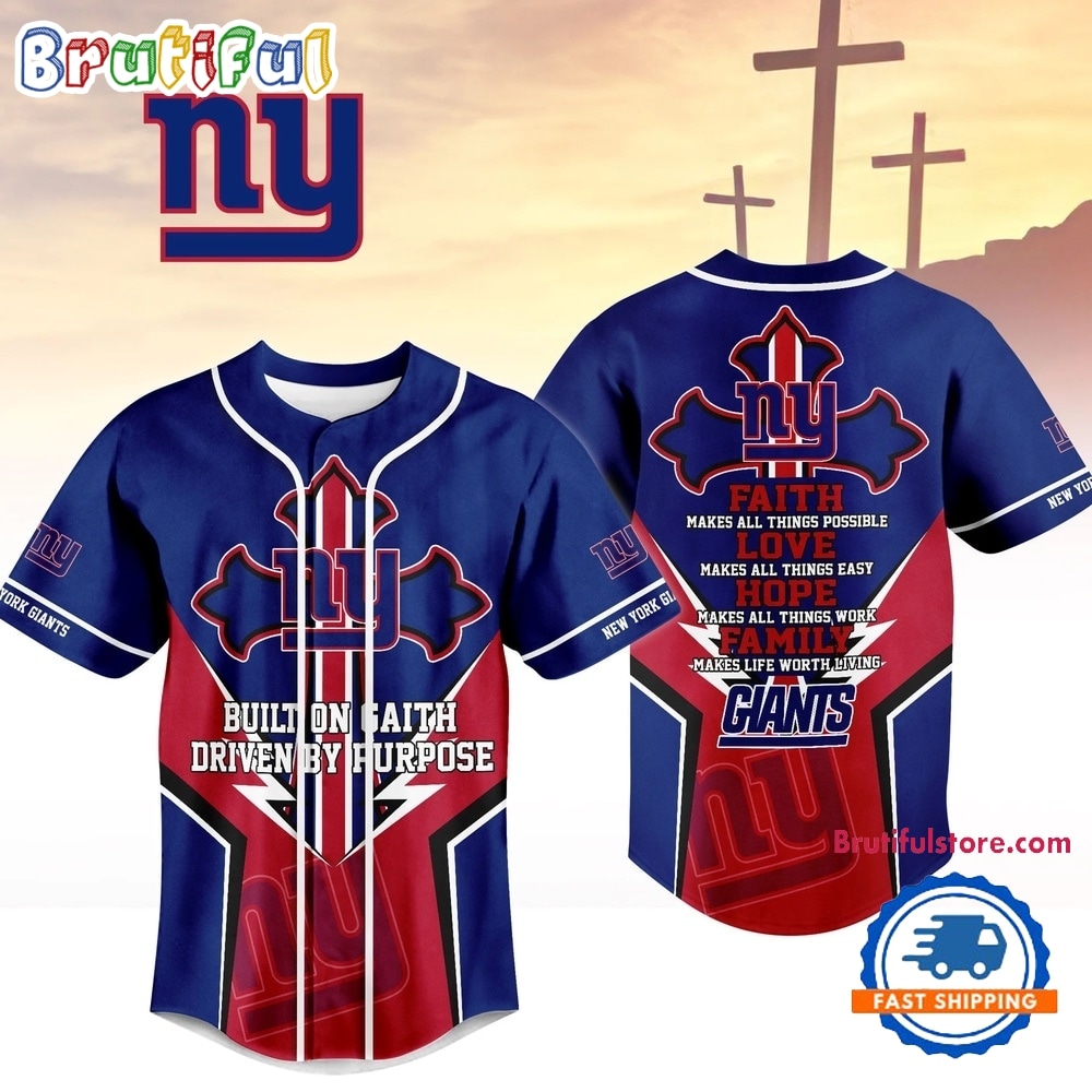 New York Giants NFL Blessed Beyond The Score Baseball Jersey New York Giants NFL Blessed Beyond The Score Baseball Jersey