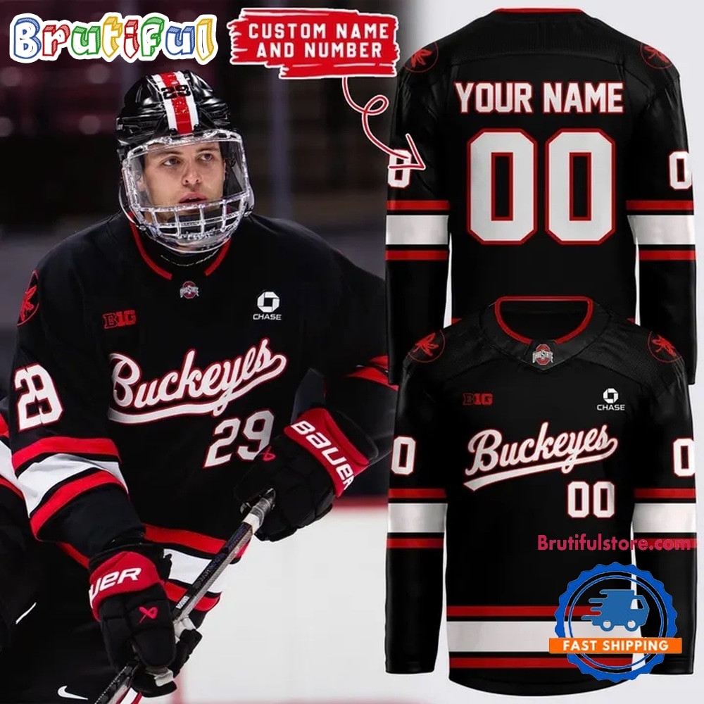 Ohio State Buckeyes Men's Hockey 2026 Special Black Jersey Shirt Ohio State Buckeyes Men's Hockey 2026 Special Black Jersey Shirt