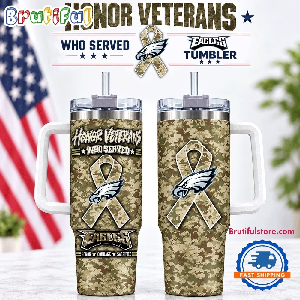 Philadelphia Eagles 2026 NFL Honor Veterans Camo Stanley Tumbler Philadelphia Eagles 2026 NFL Honor Veterans Camo Stanley Tumbler
