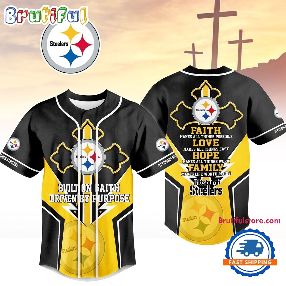 Pittsburgh Steelers NFL Blessed Beyond The Score Baseball Jersey Pittsburgh Steelers NFL Blessed Beyond The Score Baseball Jersey