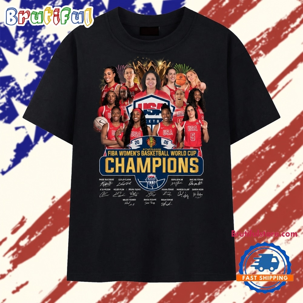 USA Basketball FIBA Women's World Cup Champions Signatures T Shirt USA Basketball FIBA Women's World Cup Champions Signatures T Shirt