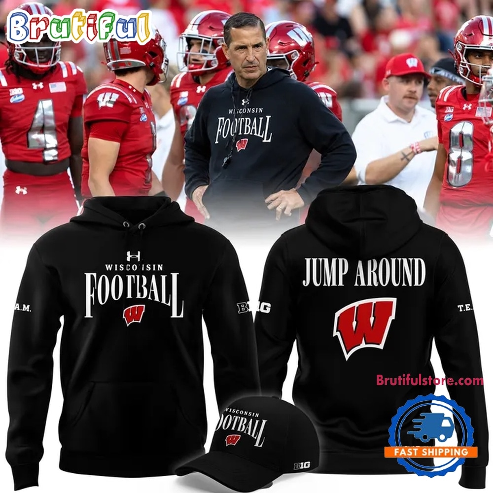 Wisconsin Badgers Football Head Coach Luke Fickell Jump Around 2026 Hoodie Wisconsin Badgers Football Head Coach Luke Fickell Jump Around 2026 Hoodie