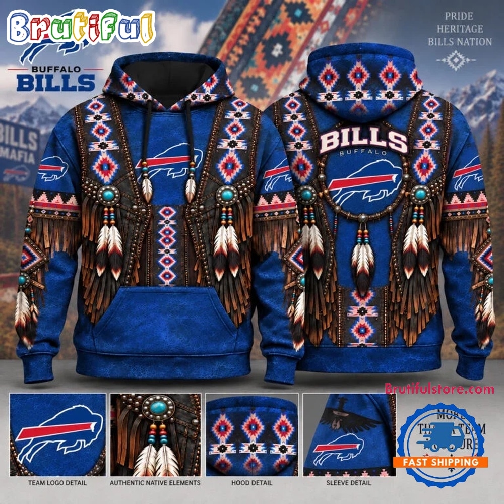 Buffalo Bills Heritage Hoodie, Western Native Inspired Football Hoodie Buffalo Bills Heritage Hoodie, Western Native Inspired Football Hoodie