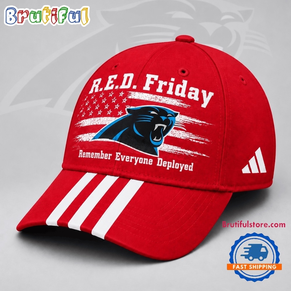 Carolina Panthers NFL RED Friday Patriotic American Flag Remember Everyone Deployed Three Stripe Baseball Cap Carolina Panthers NFL RED Friday Patriotic American Flag Remember Everyone Deployed Three Stripe Baseball Cap