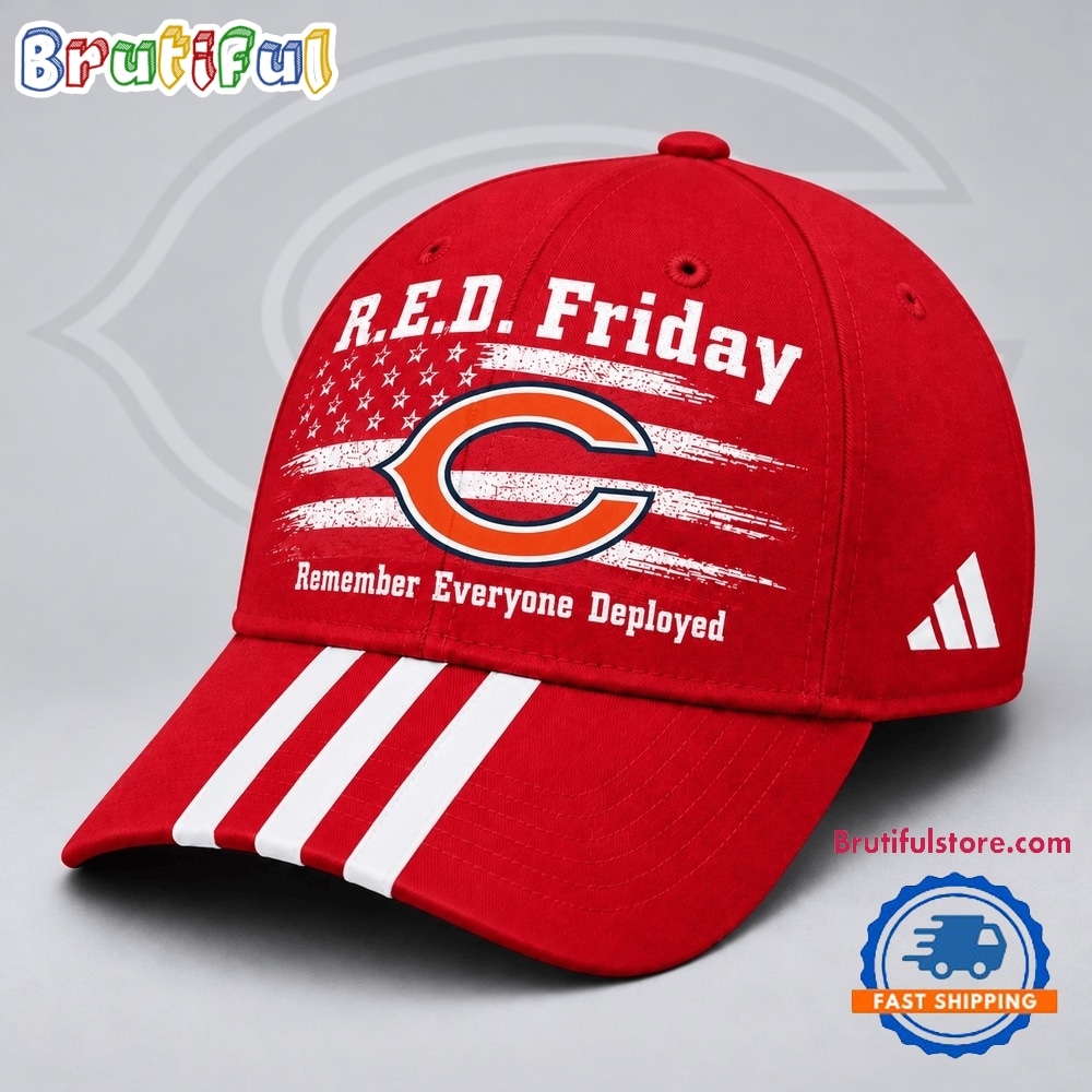Chicago Bears NFL RED Friday Patriotic American Flag Remember Everyone Deployed Three Stripe Baseball Cap Chicago Bears NFL RED Friday Patriotic American Flag Remember Everyone Deployed Three Stripe Baseball Cap