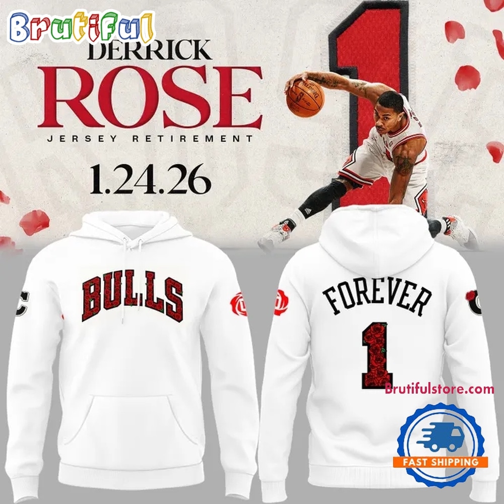 Chicago Bulls Forever Derrick Martell Rose White Hoodie Chicago Bulls Forever Derrick Martell Rose White Hoodie