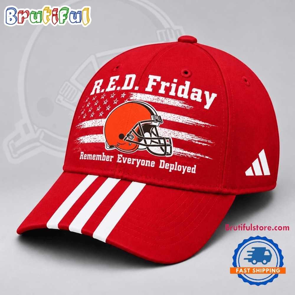 Cleveland Browns NFL RED Friday Patriotic American Flag Remember Everyone Deployed Three Stripe Baseball Cap Cleveland Browns NFL RED Friday Patriotic American Flag Remember Everyone Deployed Three Stripe Baseball Cap