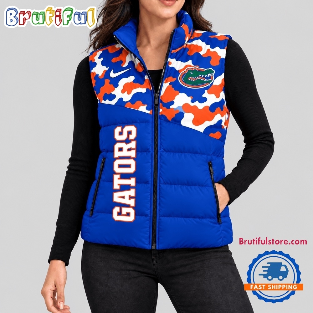 Florida Gators NCAA Camo Panel Sleeveless Puffer Jacket Florida Gators NCAA Camo Panel Sleeveless Puffer Jacket