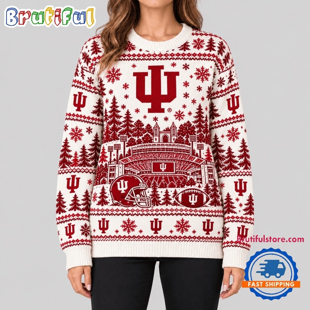 Indiana Hoosiers 2026 NCAA Stadium Christmas Sweater Indiana Hoosiers 2026 NCAA Stadium Christmas Sweater