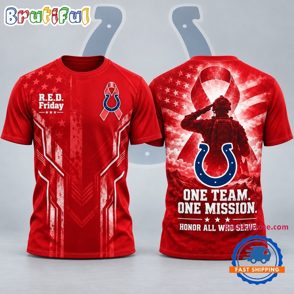 Indianapolis Colts NFL RED Friday One Team One Mission Patriotic Soldier Tribute T Shirt Indianapolis Colts NFL RED Friday One Team One Mission Patriotic Soldier Tribute T Shirt