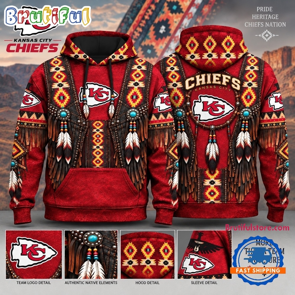 Kansas City Chiefs Heritage Hoodie, Western Native Inspired Football Hoodie Kansas City Chiefs Heritage Hoodie, Western Native Inspired Football Hoodie