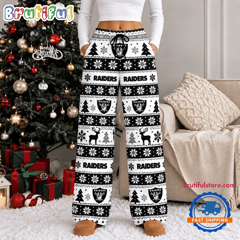Las Vegas Raiders NFL Christmas Loose Pajama Pants Las Vegas Raiders NFL Christmas Loose Pajama Pants
