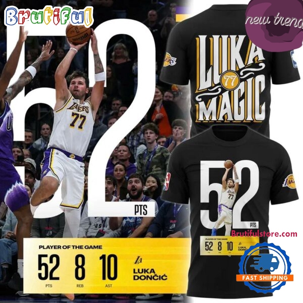 Los Angeles Lakers Luka DonCic 52 PTS Player of the Game 2026 T Shirt Los Angeles Lakers Luka DonCic 52 PTS Player of the Game 2026 T Shirt