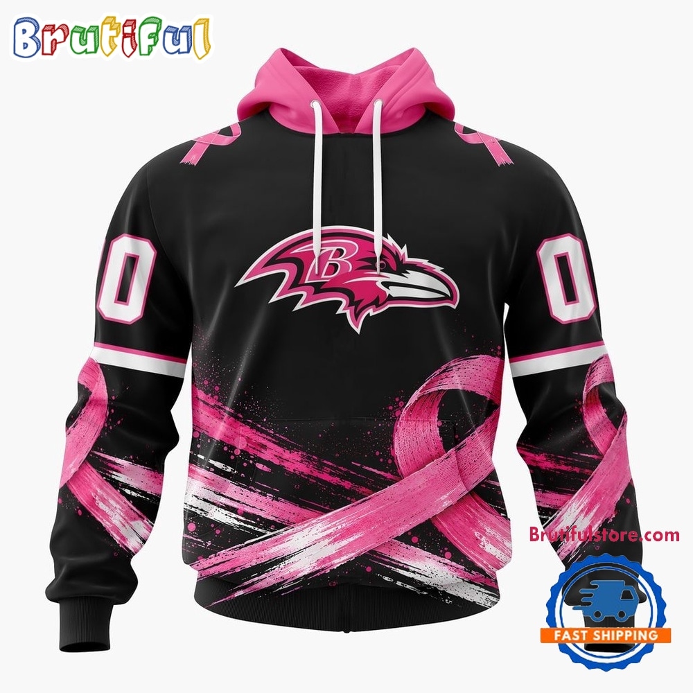 NFL Baltimore Ravens Personalized Pink Fights Breast Cancer 2026 Design Hoodie, TShirt, Sweatshirt 1