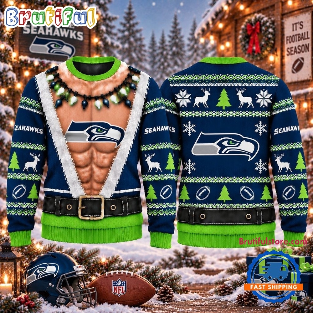 NFL Seattle Seahawks Funny Body Design Christmas Ugly Sweater NFL Seattle Seahawks Funny Body Design Christmas Ugly Sweater