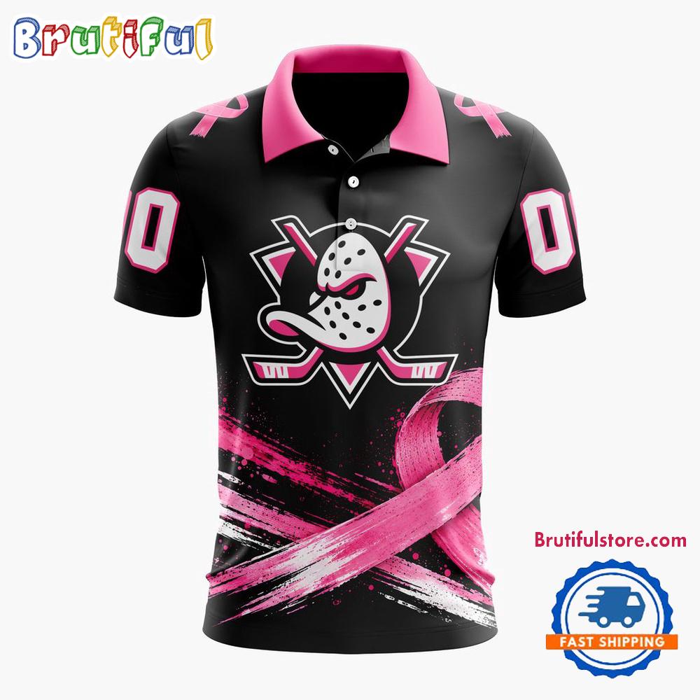 NHL Anaheim Ducks Pink Fights Breast Cancer 2026 Personalized Polo Shirts