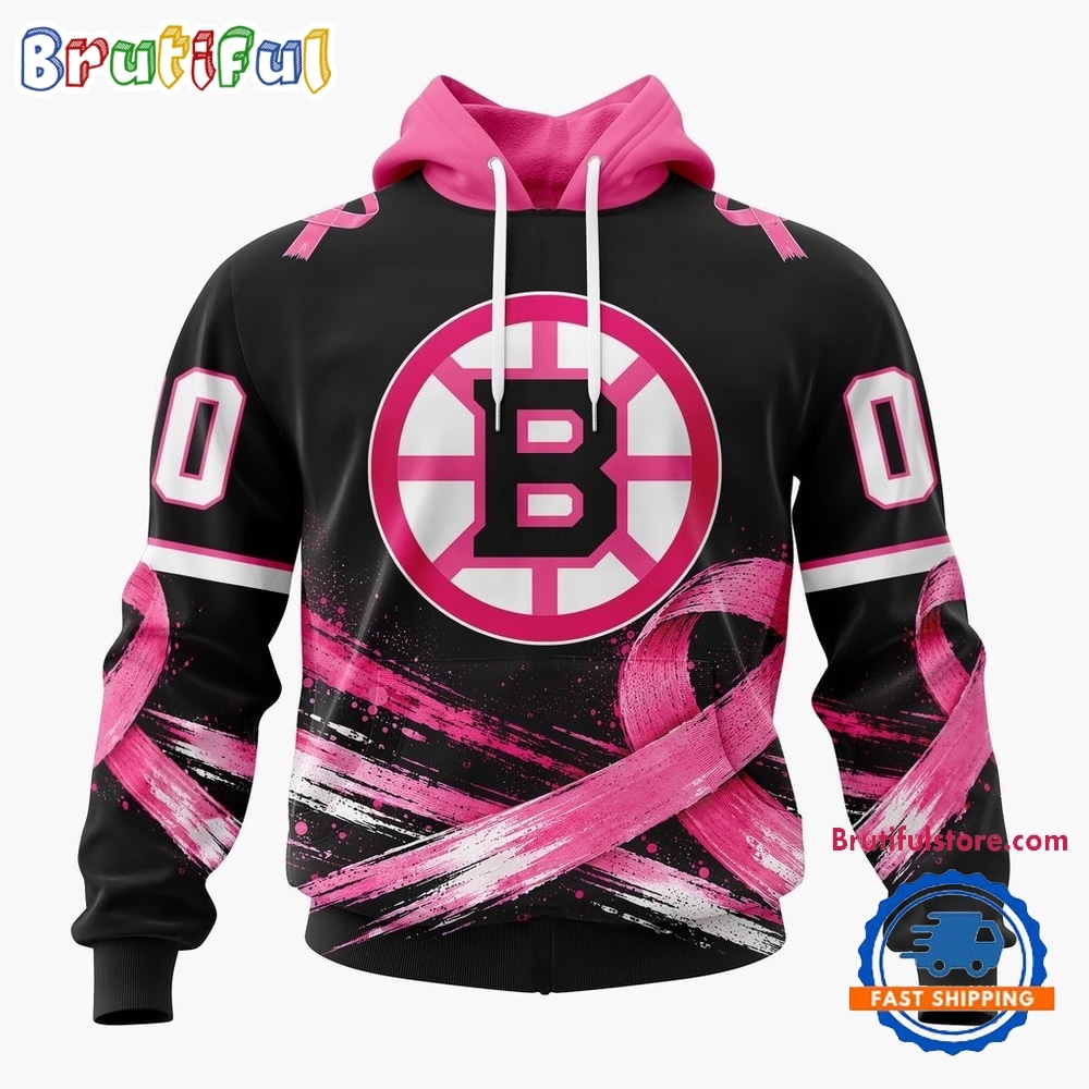 NHL Boston Bruins 2026 Hockey Pink Fights Breast Cancer Design Hoodie, TShirt, Sweatshirt 1