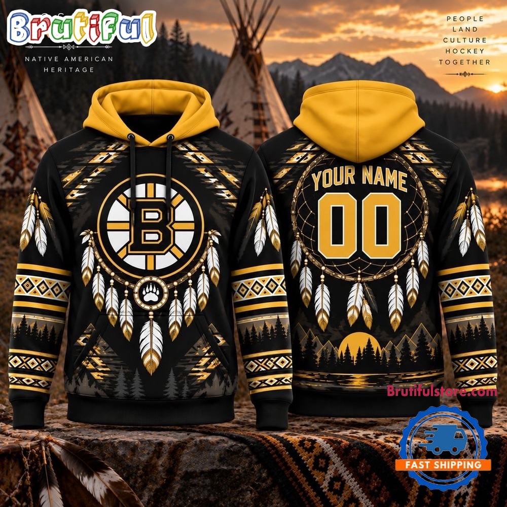 NHL Boston Bruins 2026 Native American Heritage Design Hoodie Shirt NHL Boston Bruins 2026 Native American Heritage Design Hoodie Shirt