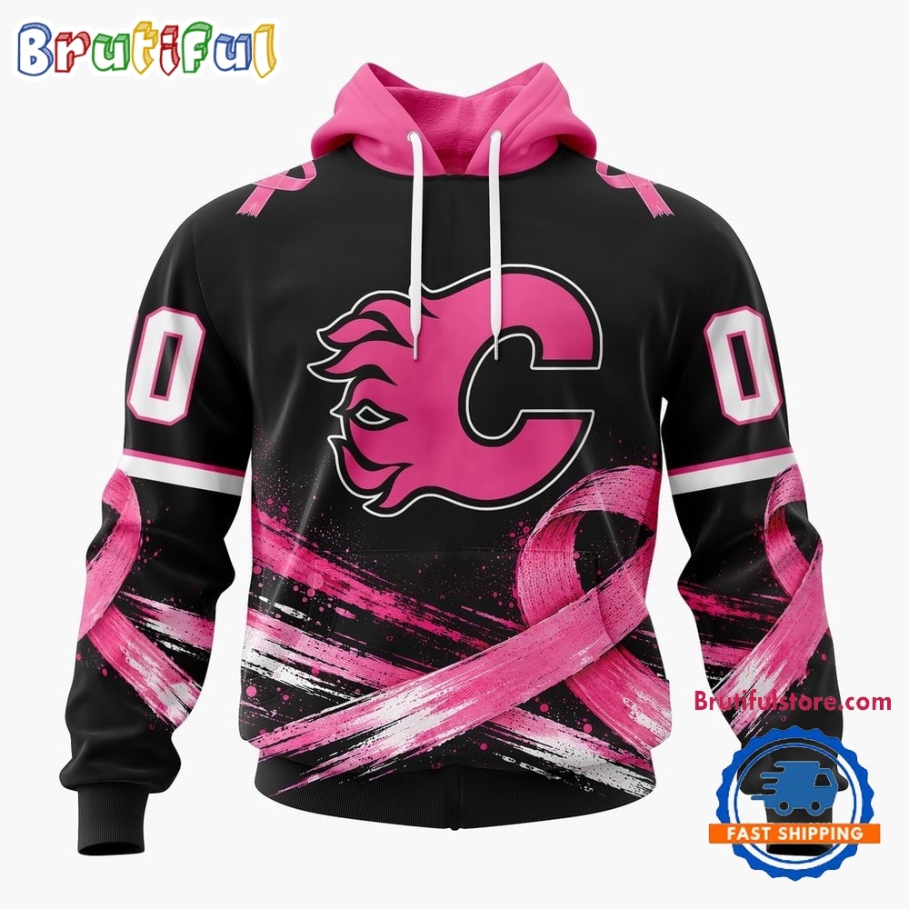 NHL Calgary Flames 2026 Hockey Pink Fights Breast Cancer Design Hoodie, TShirt, Sweatshirt 1