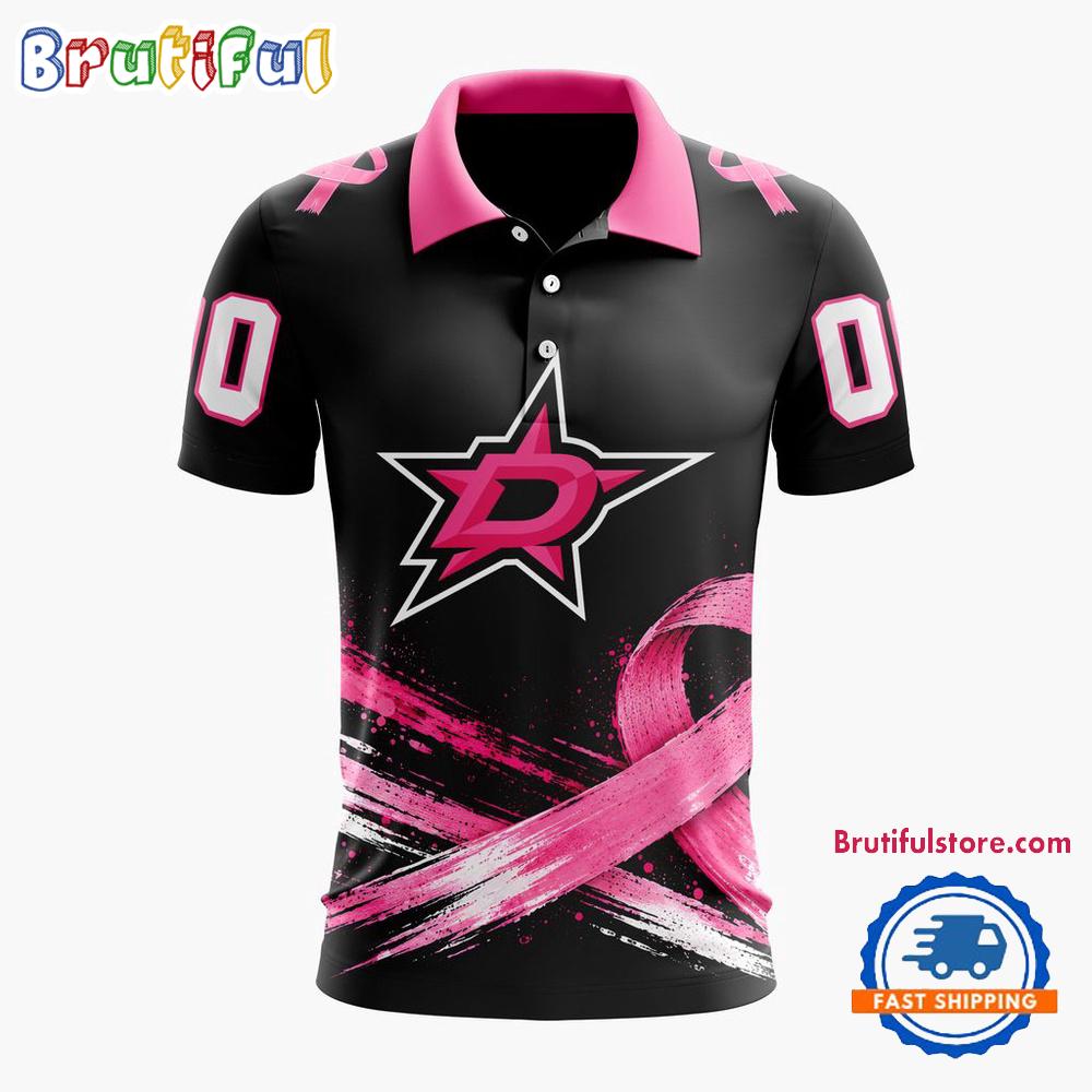 NHL Dallas Stars Pink Fights Breast Cancer 2026 Personalized Polo Shirts