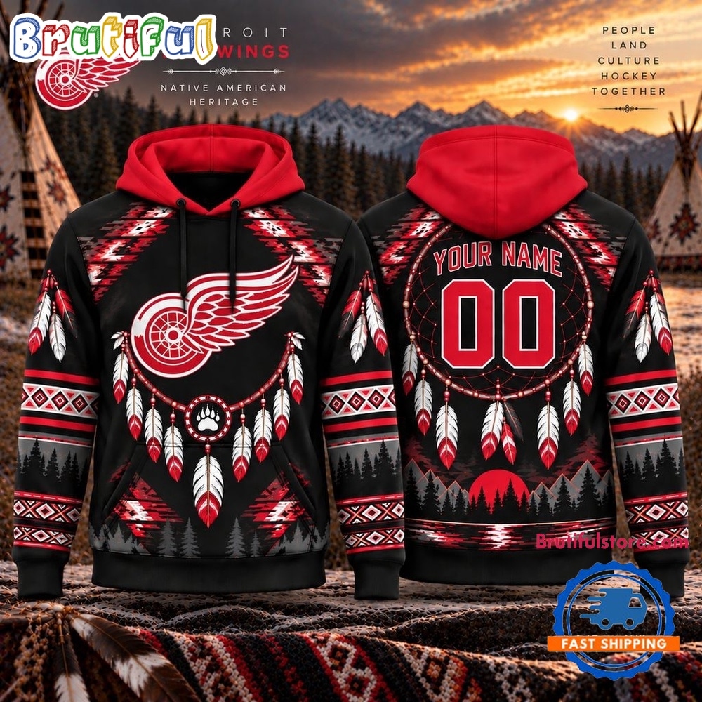 NHL Detroit Red Wings 2026 Native American Heritage Design Hoodie Shirt NHL Detroit Red Wings 2026 Native American Heritage Design Hoodie Shirt