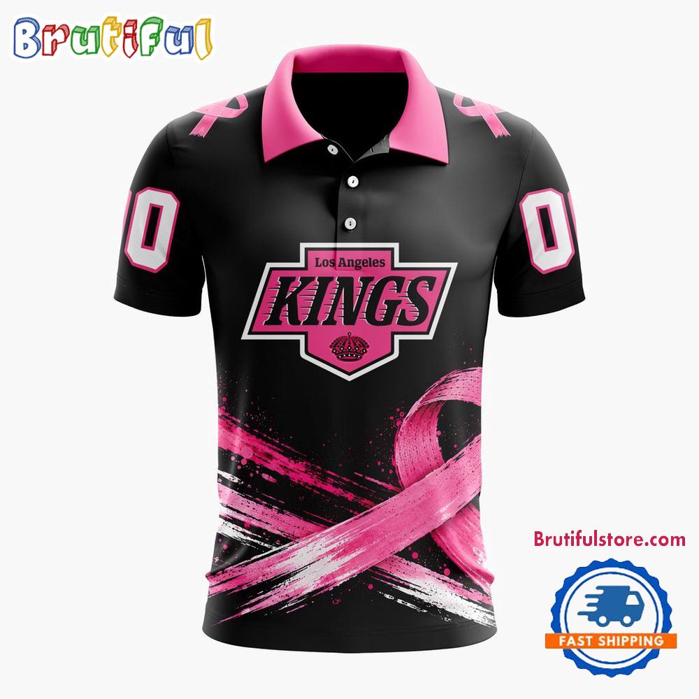 NHL Los Angeles Kings Pink Fights Breast Cancer 2026 Personalized Polo Shirts
