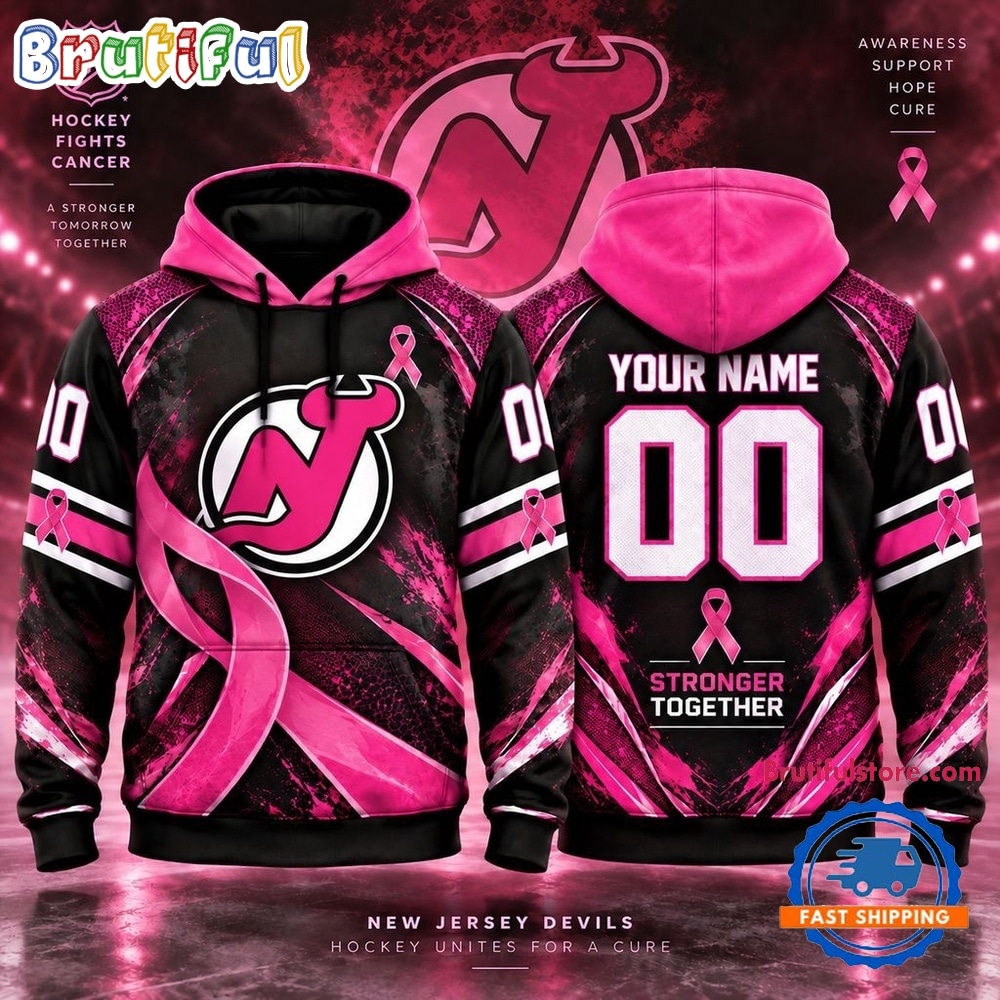 NHL New Jersey Devils Pink Fights Breast Cancer 2026 Personalized Hoodie Shirt NHL New Jersey Devils Pink Fights Breast Cancer 2026 Personalized Hoodie Shirt